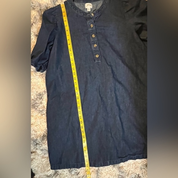 J. Crew Puff-sleeve baby doll Denim dress Popover elastic sleeves base Medium - Picture 4 of 8